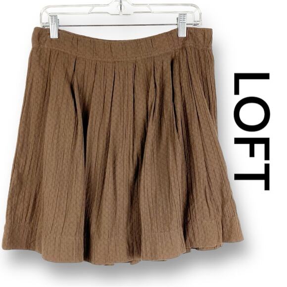NWT Loft A-Line Cotton Skater Mini Skirt Chocolate Brown Women’s Size 4 - Picture 1 of 12